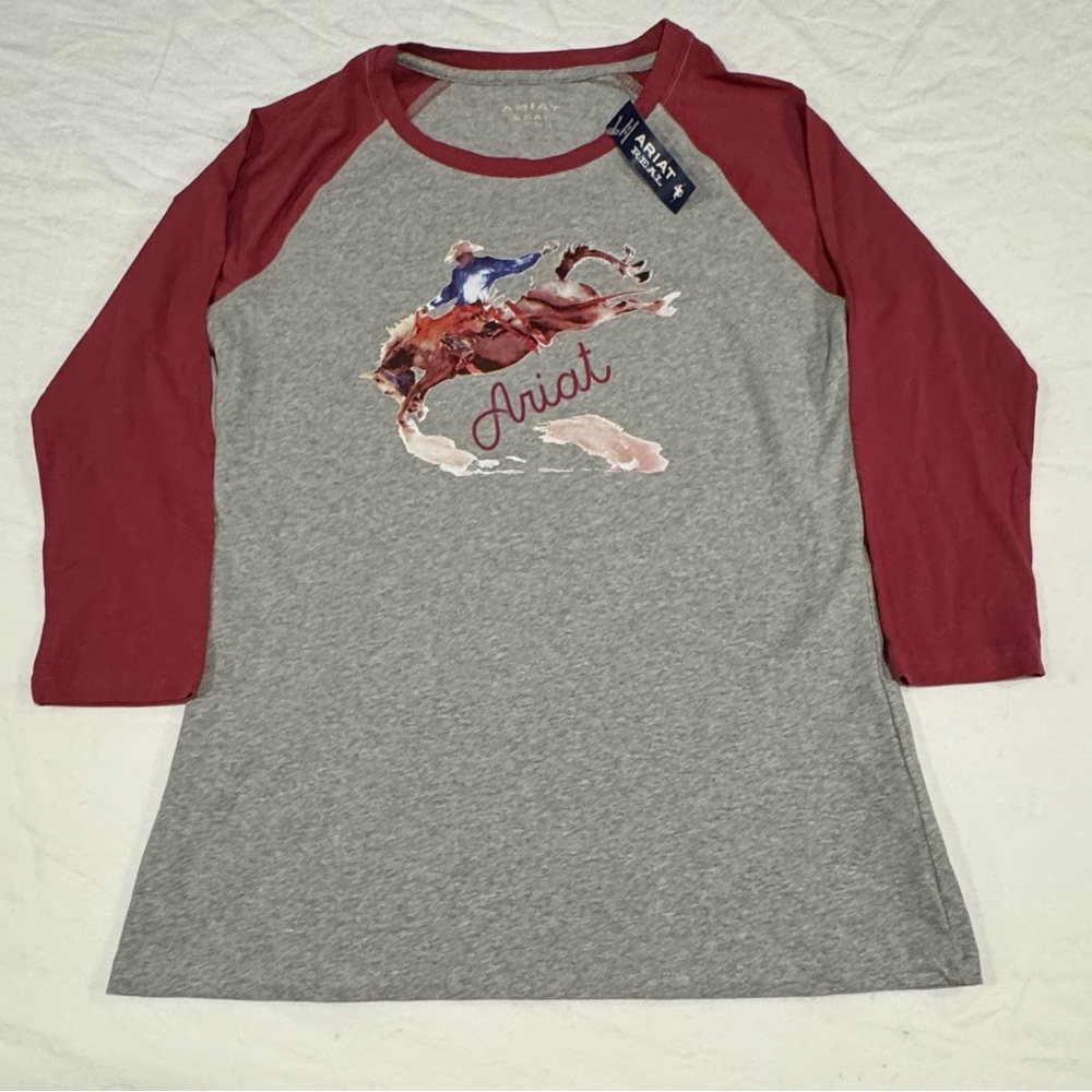 Ariat Womens Painted Dreams T-Shirt Medium Raglan Horse Graphic Western Tee NWT
